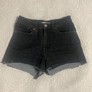Black, high rise LEVI shorts. Size 27.